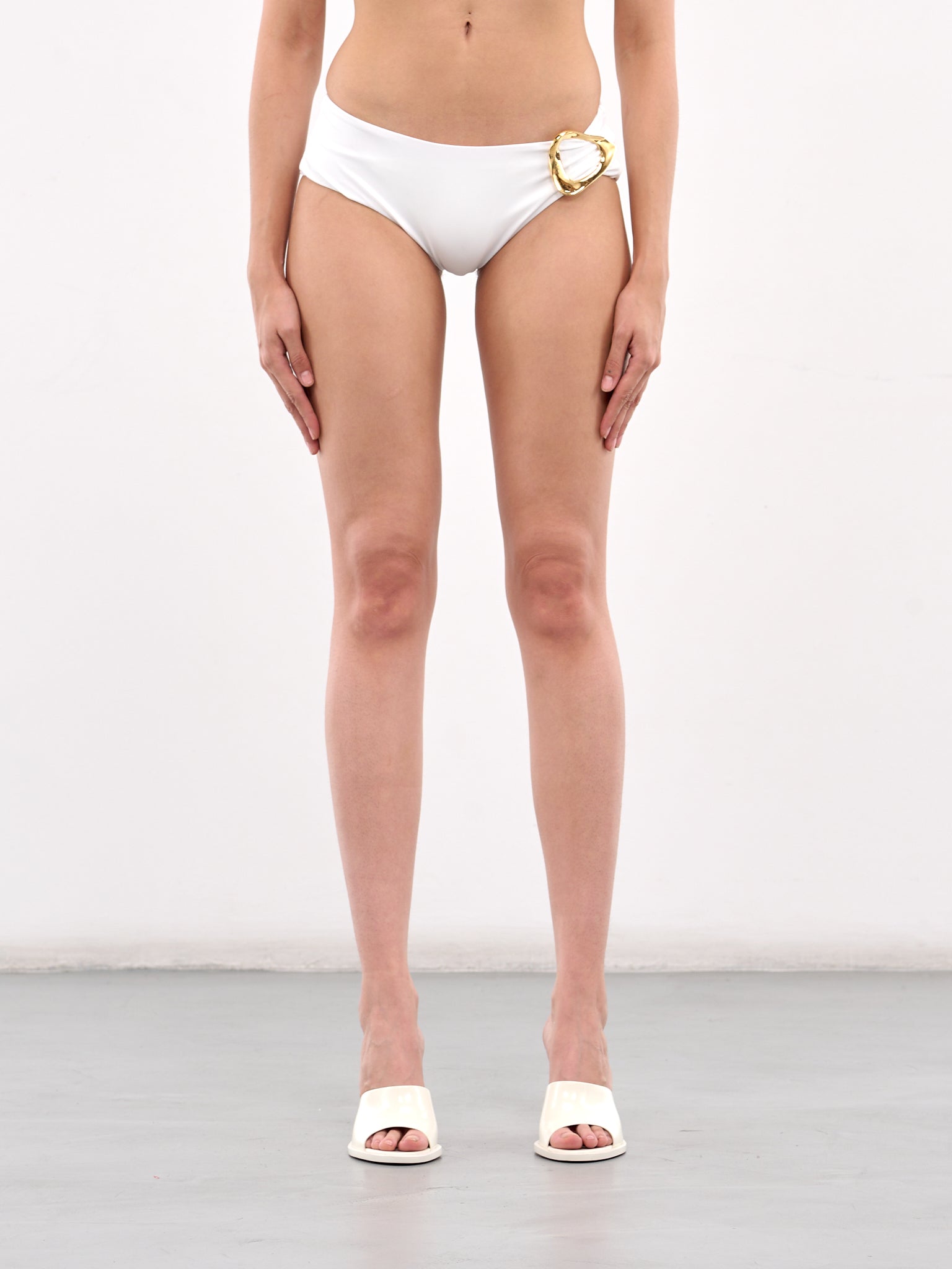 Anqa Buckle Bikini Bottom (SLIP01-WG-WHITE)