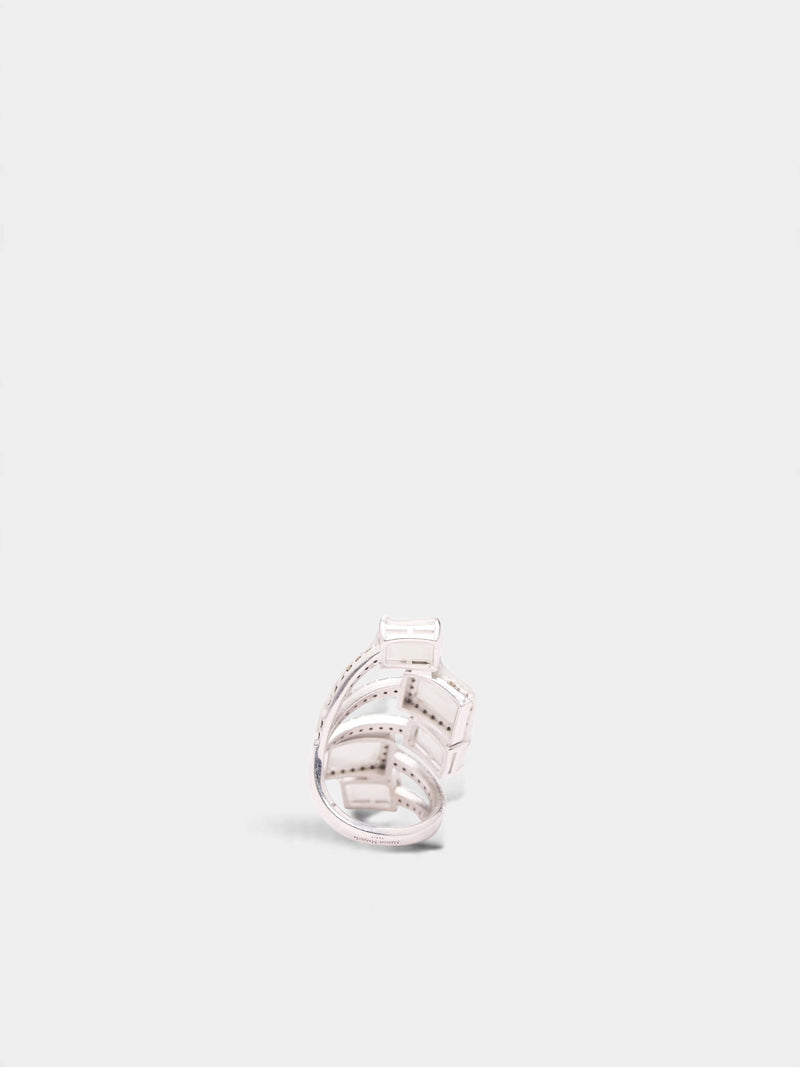 Antiqued Wax Strass Ring (SM2UQ0040-P9407-PALLADIUM-CRYS)