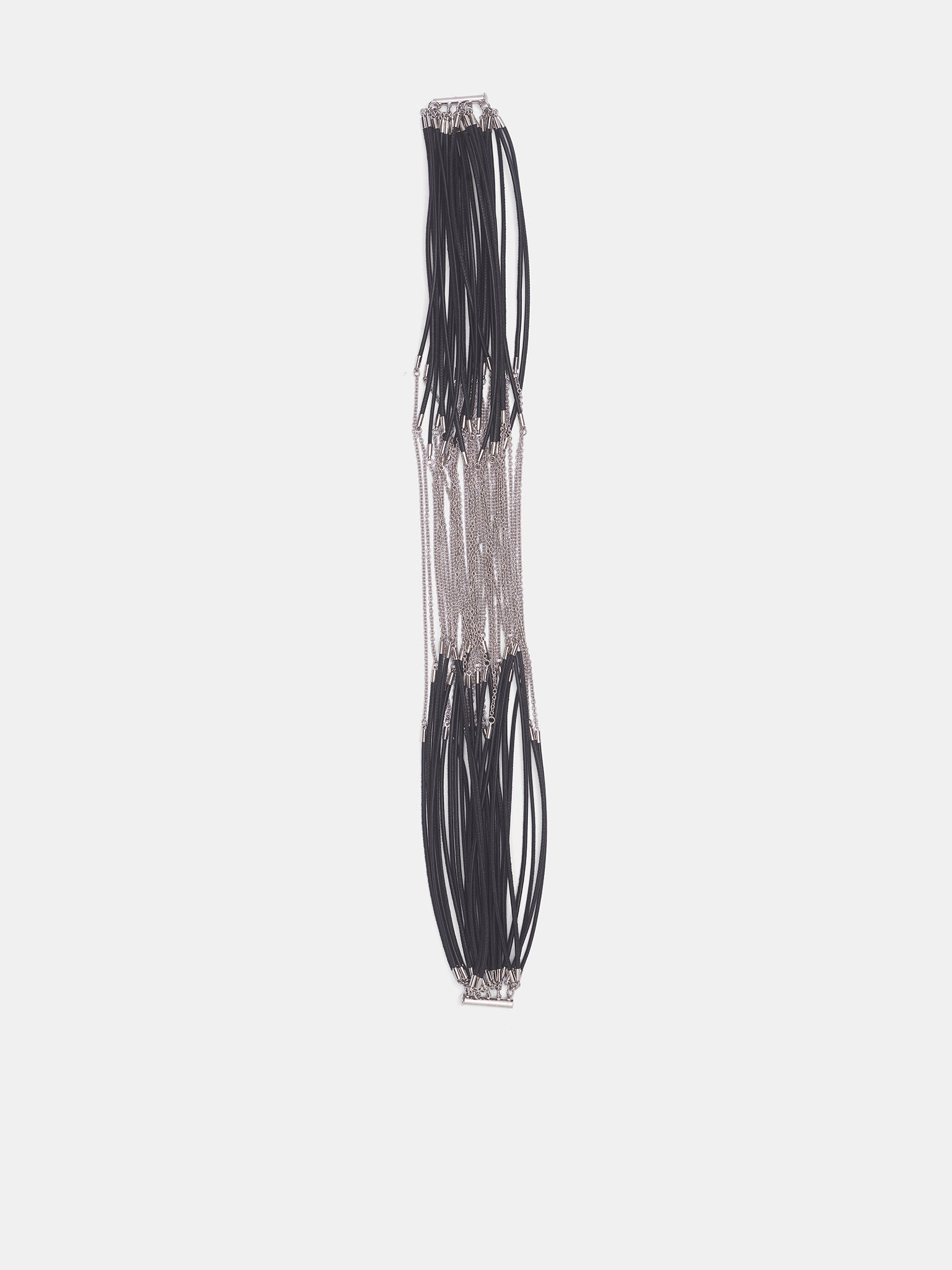 Multi Strand Necklace (SM2UU0047-P9143-BLACK-SILVER)