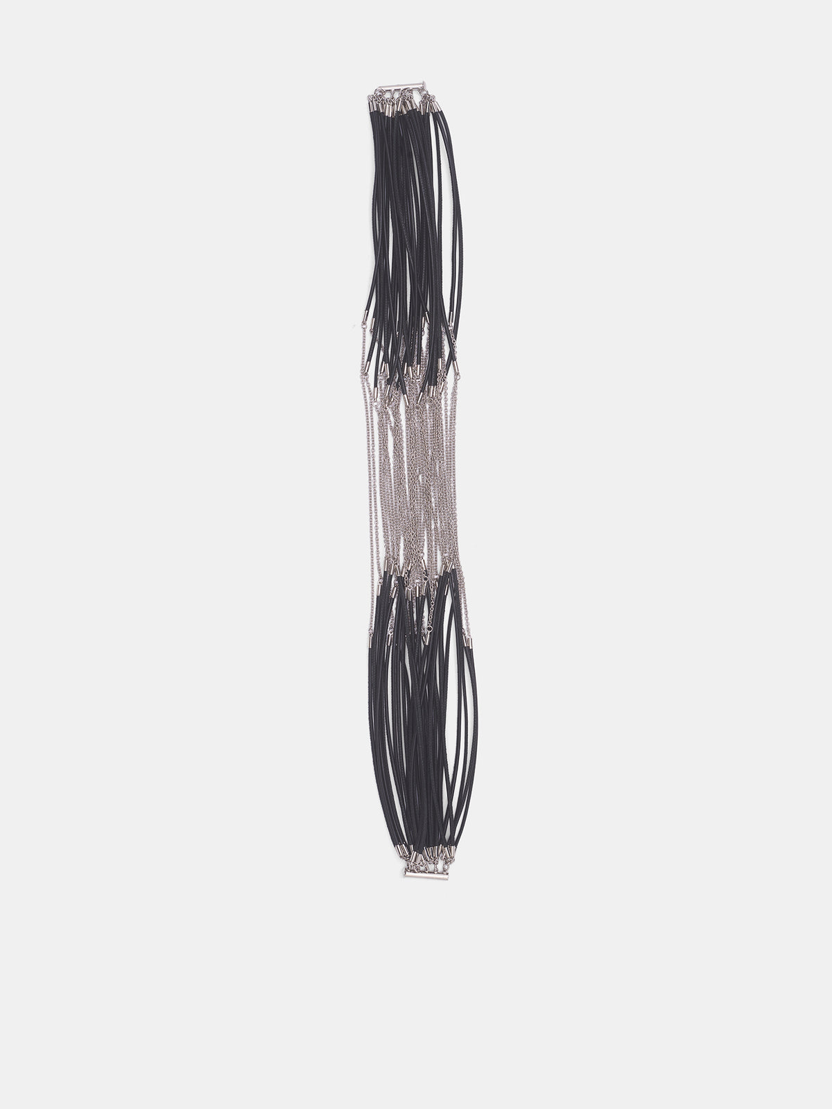 Multi Strand Necklace (SM2UU0047-P9143-BLACK-SILVER)