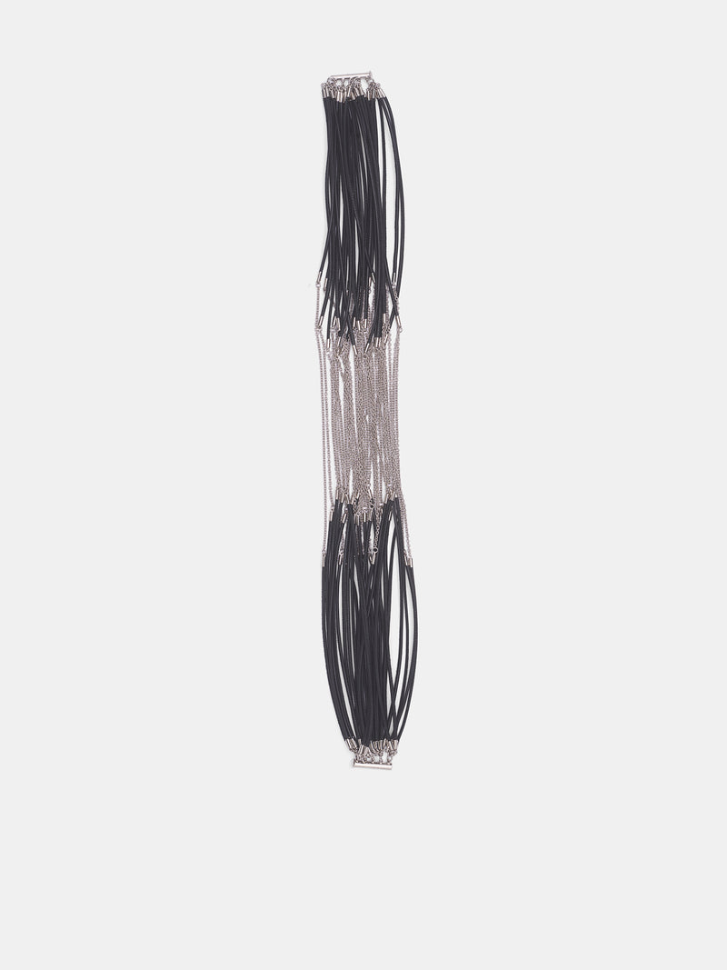 Multi Strand Necklace (SM2UU0047-P9143-BLACK-SILVER)