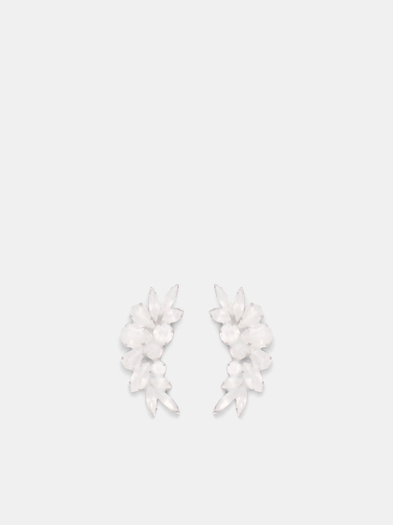 Antiqued Wax Strass Drop Earrings (SM2VG0034-P9407-PALLADIUM-CRYS)
