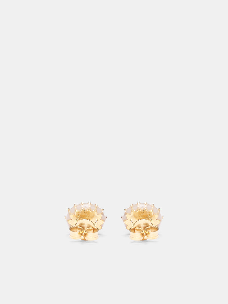Antiqued Wax Pompadour Stud Earrings (SM2VG0036-P9407-GOLD-GREEN-TRA)