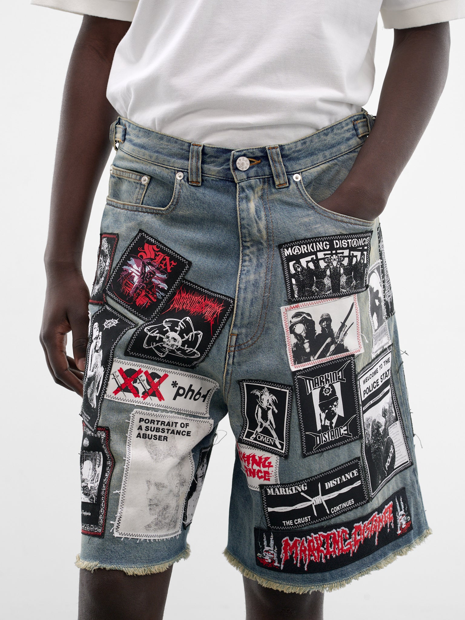 MARKING DISTANCE Denim Crust Punk Shorts | H.Lorenzo - detail 1