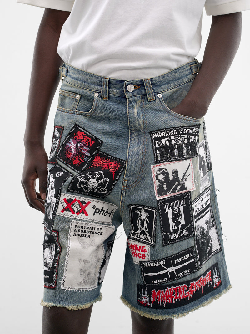 Blue Denim Crust Punk Shorts (SMT11AP-TE010-423-MULTI)