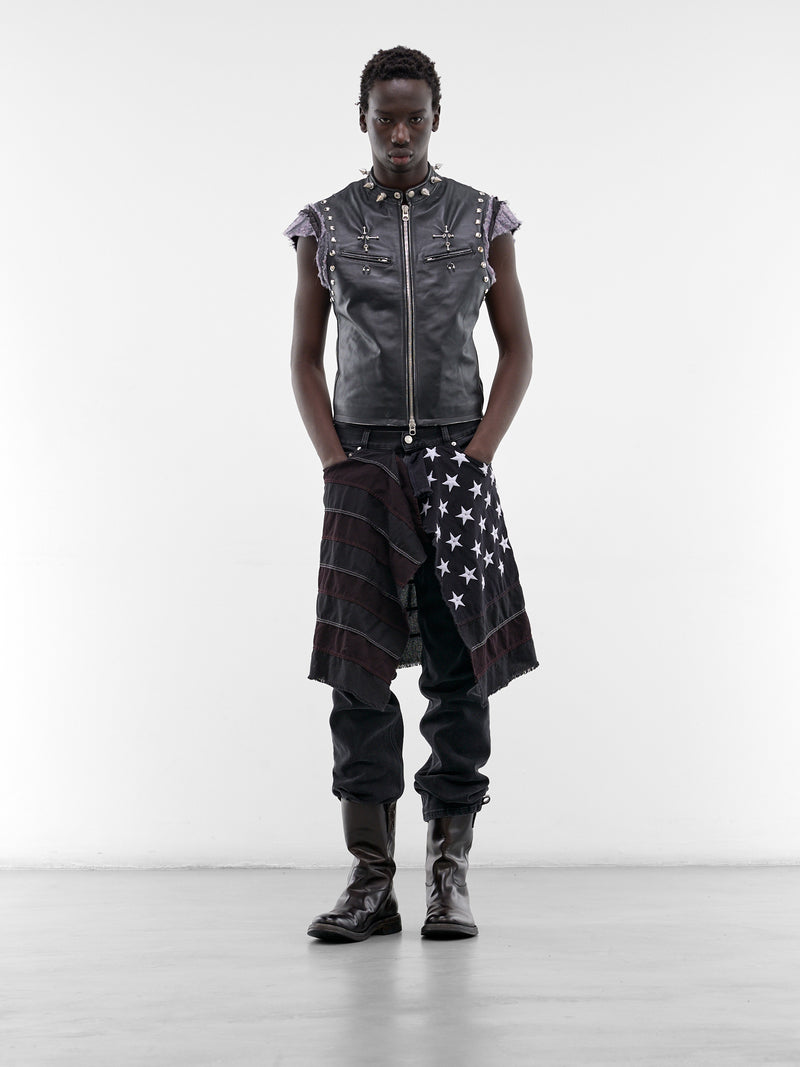 Black Leather Studded Gimp Vest (SMV02AP-PE244-996-BLACK)