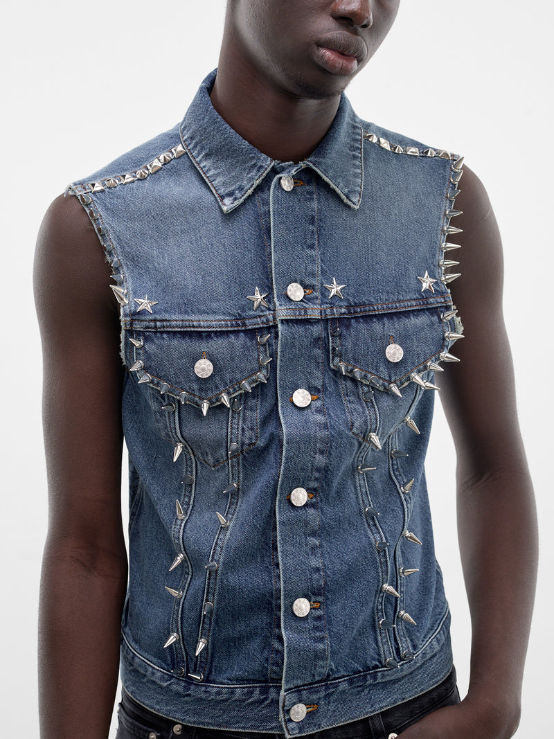 Blue Denim Starstudded Mechanic Vest (SMV03AP-TE010-427-BLUE)