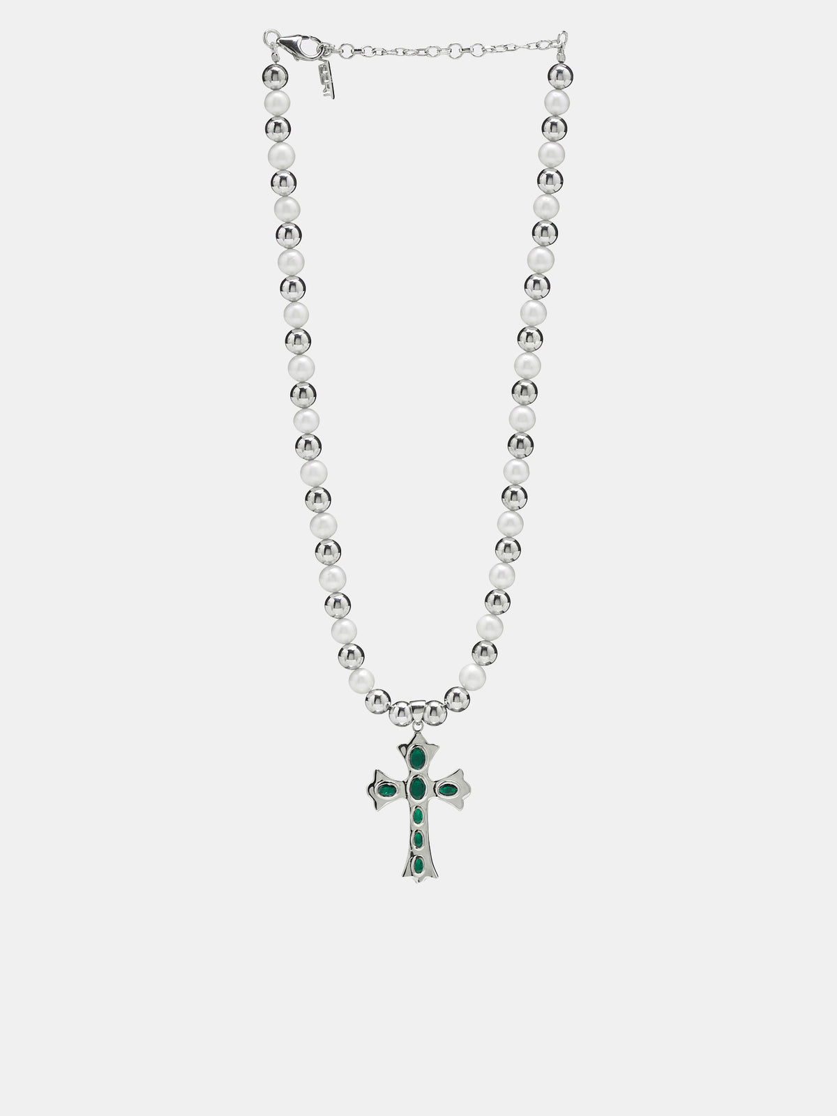 Cross Pearl Necklace (SNK1348-WHITE-GOLD)