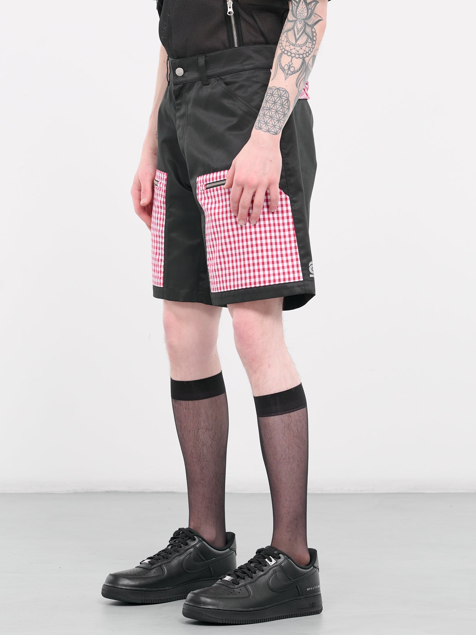 Gingham Utility Shorts (SO01-BLACK-RED-GINGHAM)