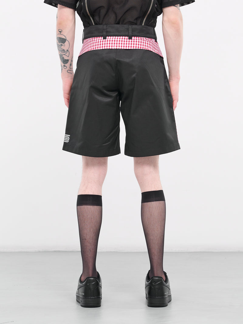 Gingham Utility Shorts (SO01-BLACK-RED-GINGHAM)