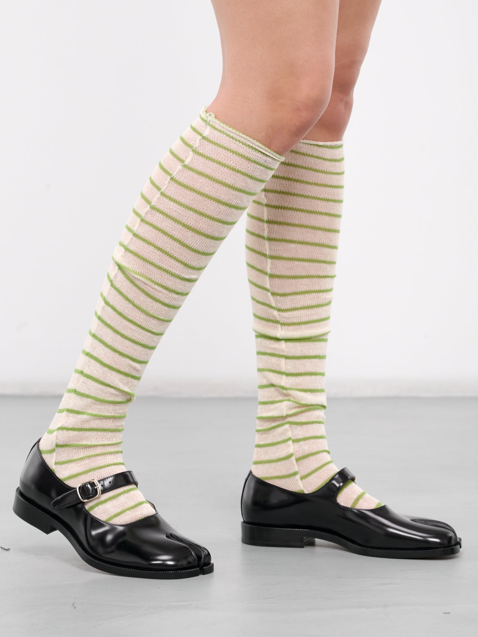 Striped Socks (SOCKS-GREEN-WHITE-STRIPE)