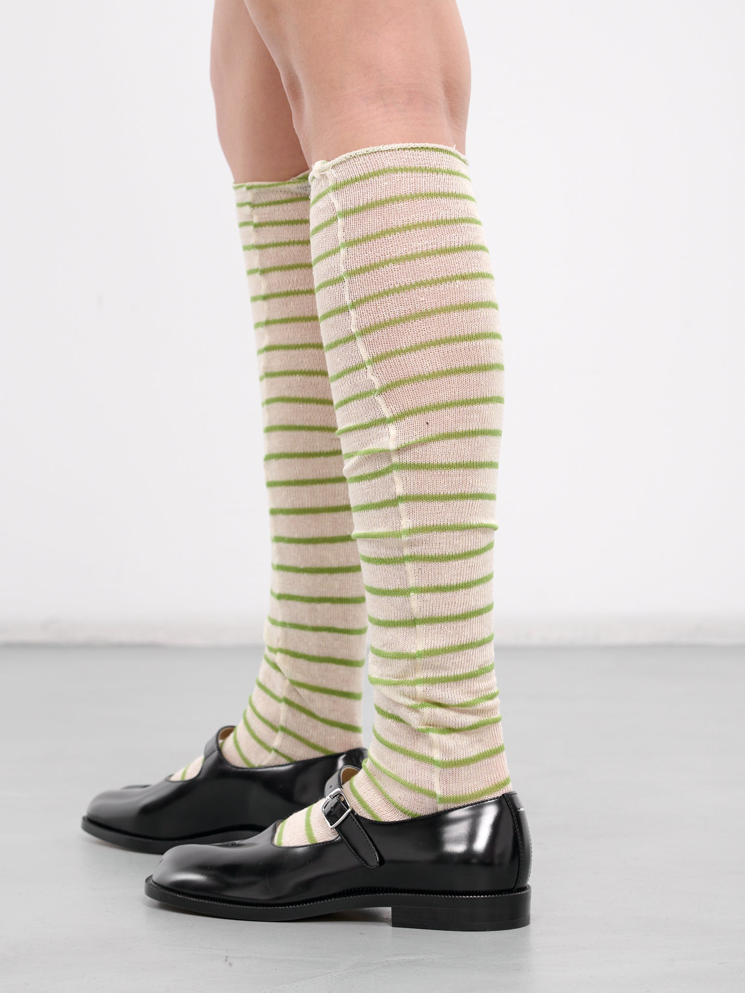 Striped Socks (SOCKS-GREEN-WHITE-STRIPE)