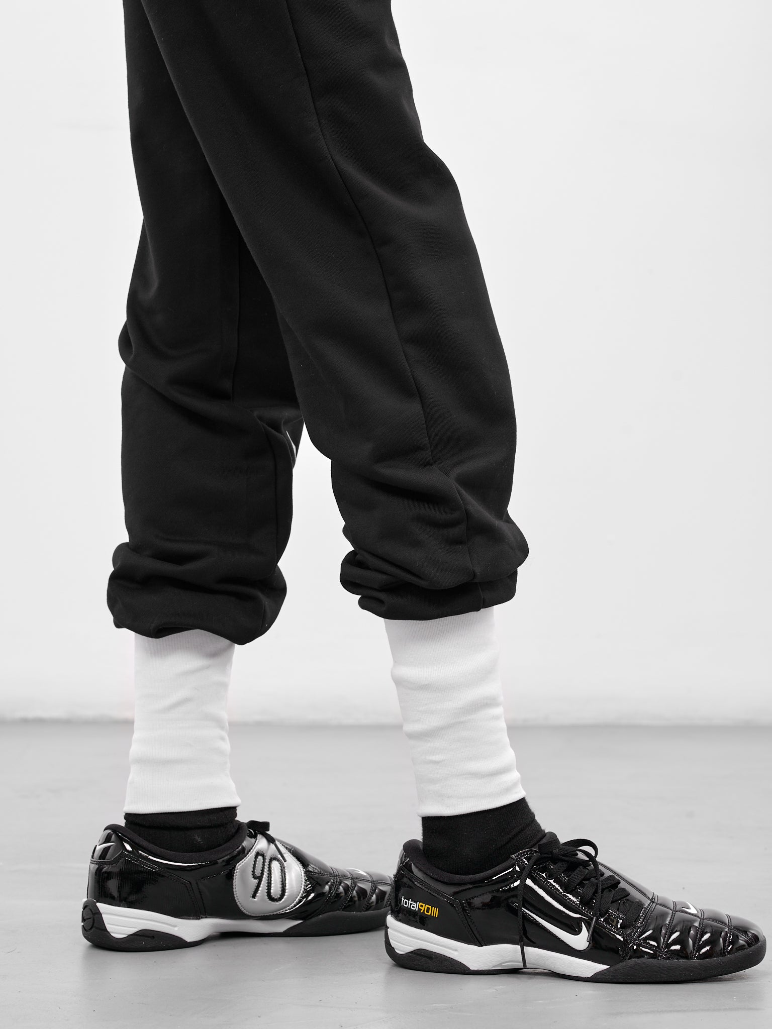 Black Sock Rib-Knit Graohic Joggers (SOCKS-JOGGER-BLACK-WHITE)