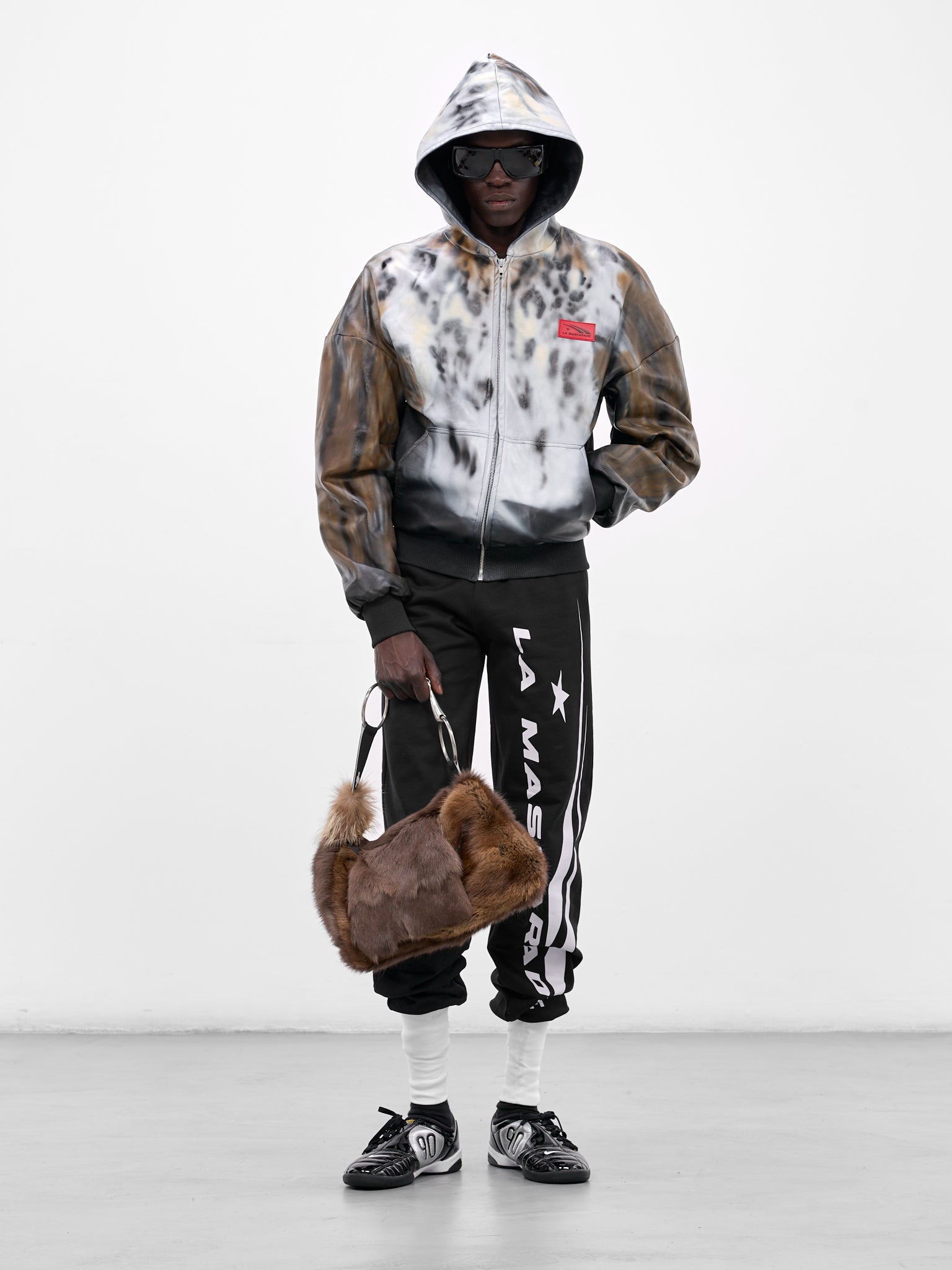 Black Sock Rib-Knit Graohic Joggers (SOCKS-JOGGER-BLACK-WHITE)