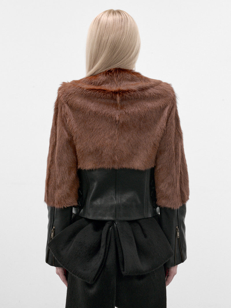 Two-Tone Soho Fur Biker Jacket (SOHO-FUR-BIKER-BLACK)