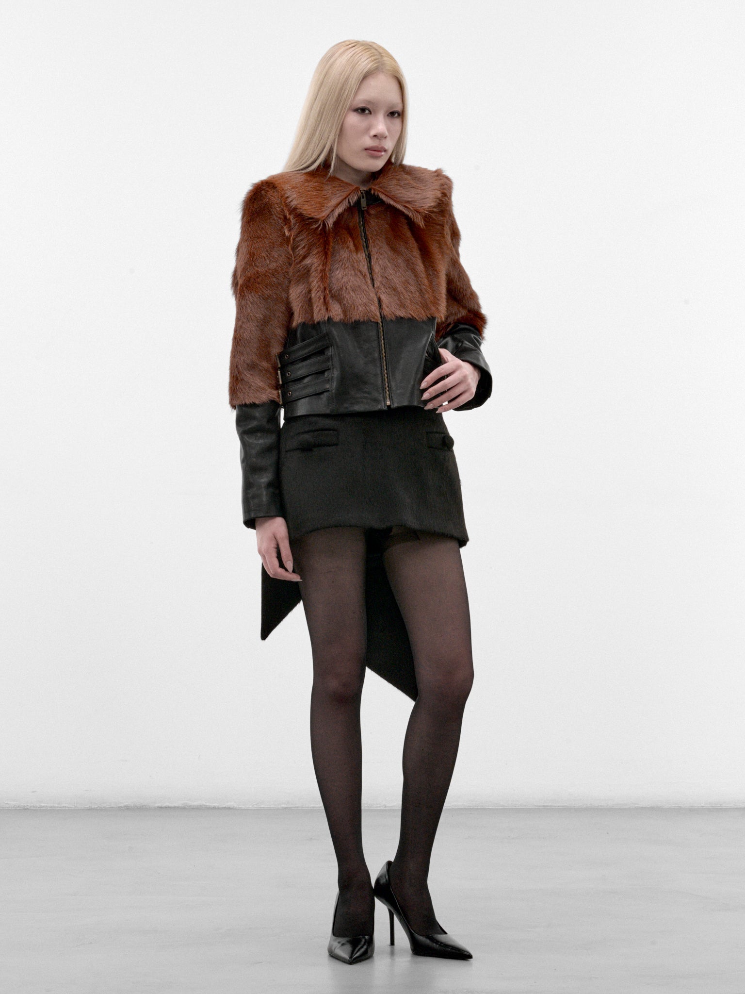 Two-Tone Soho Fur Biker Jacket (SOHO-FUR-BIKER-BLACK)