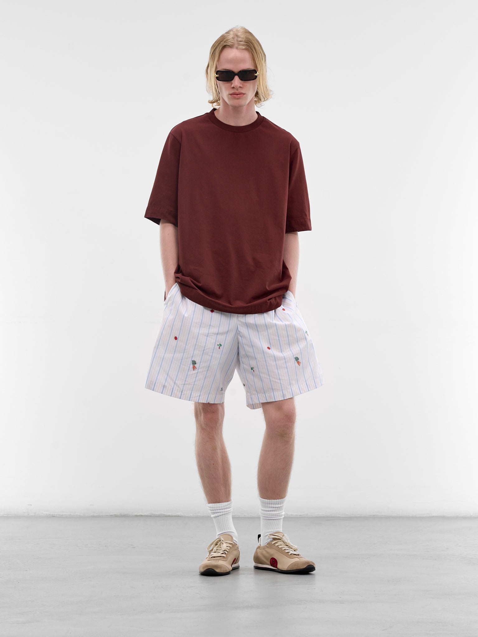 White Vegetable & Stripe Boxer Shorts (SOM00539AW00748-CLASSIC-STRIPE)