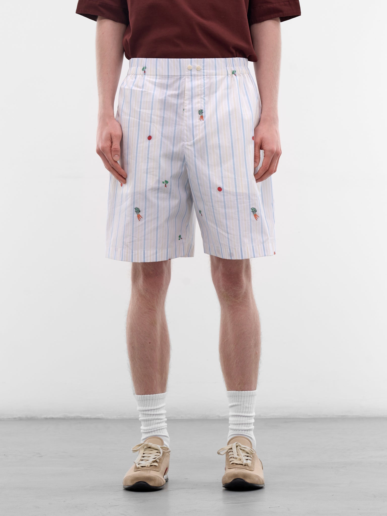 White Vegetable & Stripe Boxer Shorts (SOM00539AW00748-CLASSIC-STRIPE)