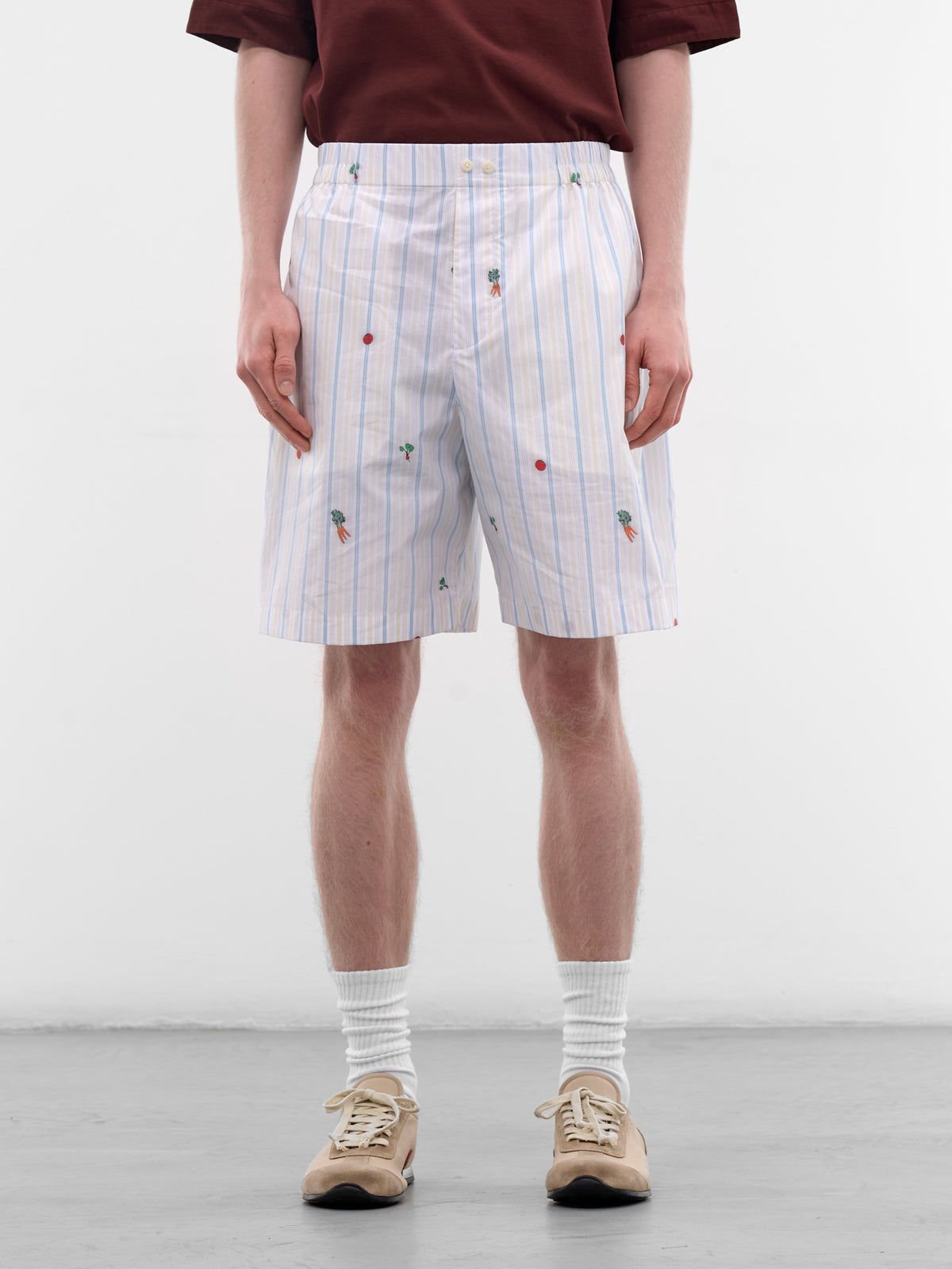 White Vegetable & Stripe Boxer Shorts (SOM00539AW00748-CLASSIC-STRIPE)