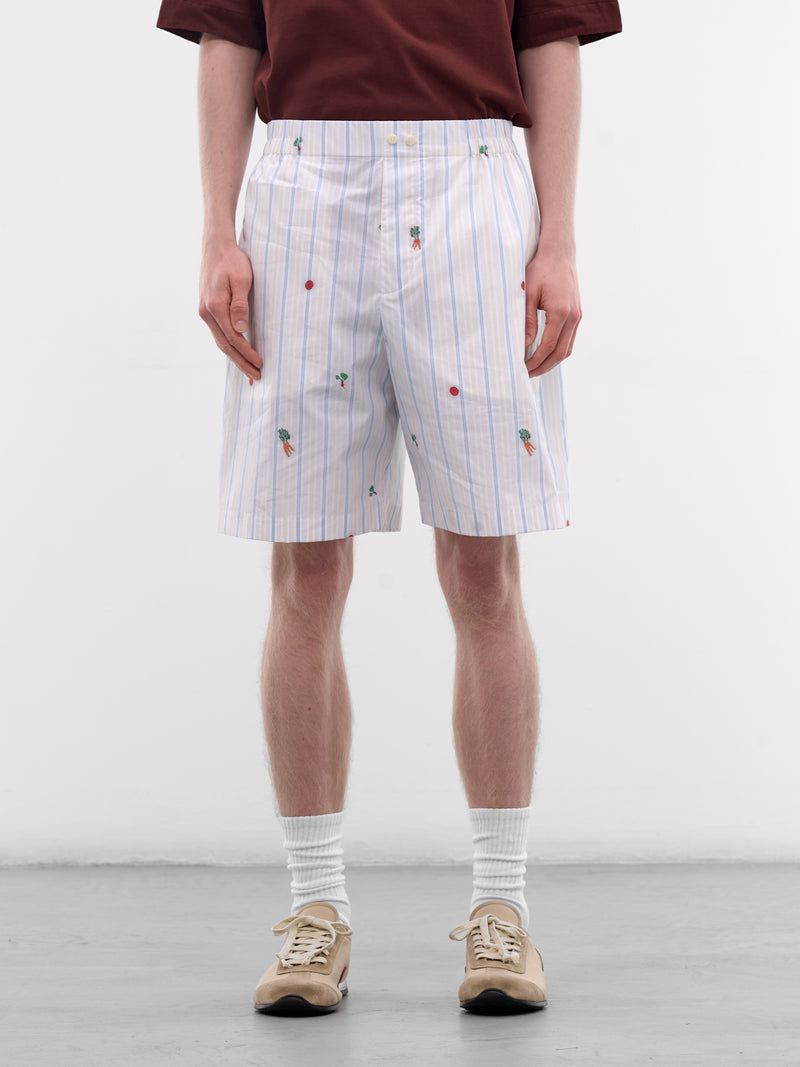White Vegetable & Stripe Boxer Shorts (SOM00539AW00748-CLASSIC-STRIPE)