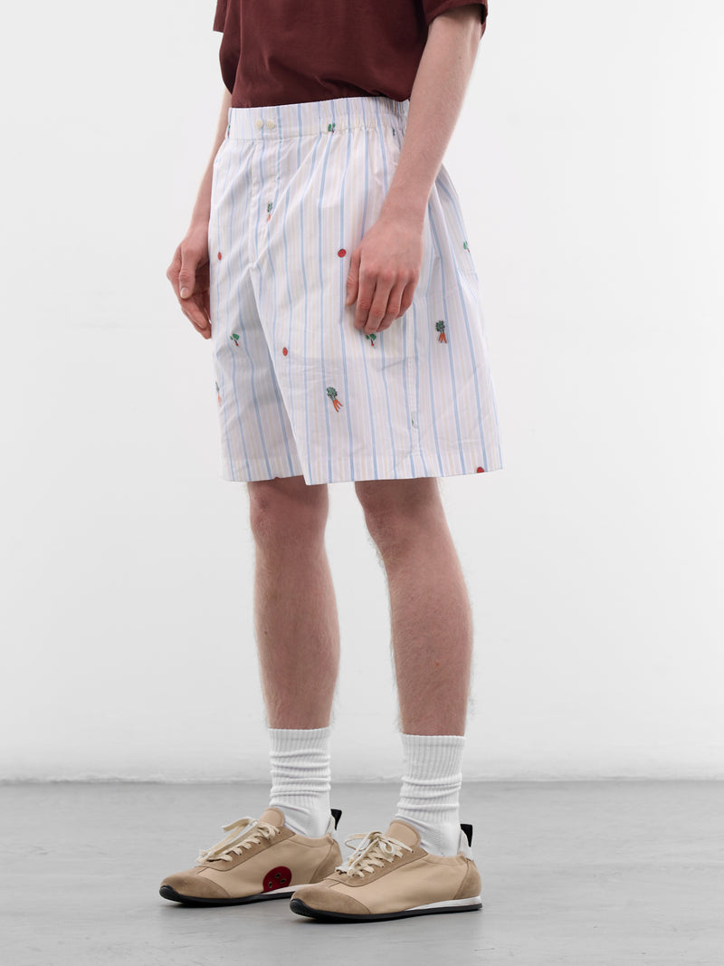 White Vegetable & Stripe Boxer Shorts (SOM00539AW00748-CLASSIC-STRIPE)