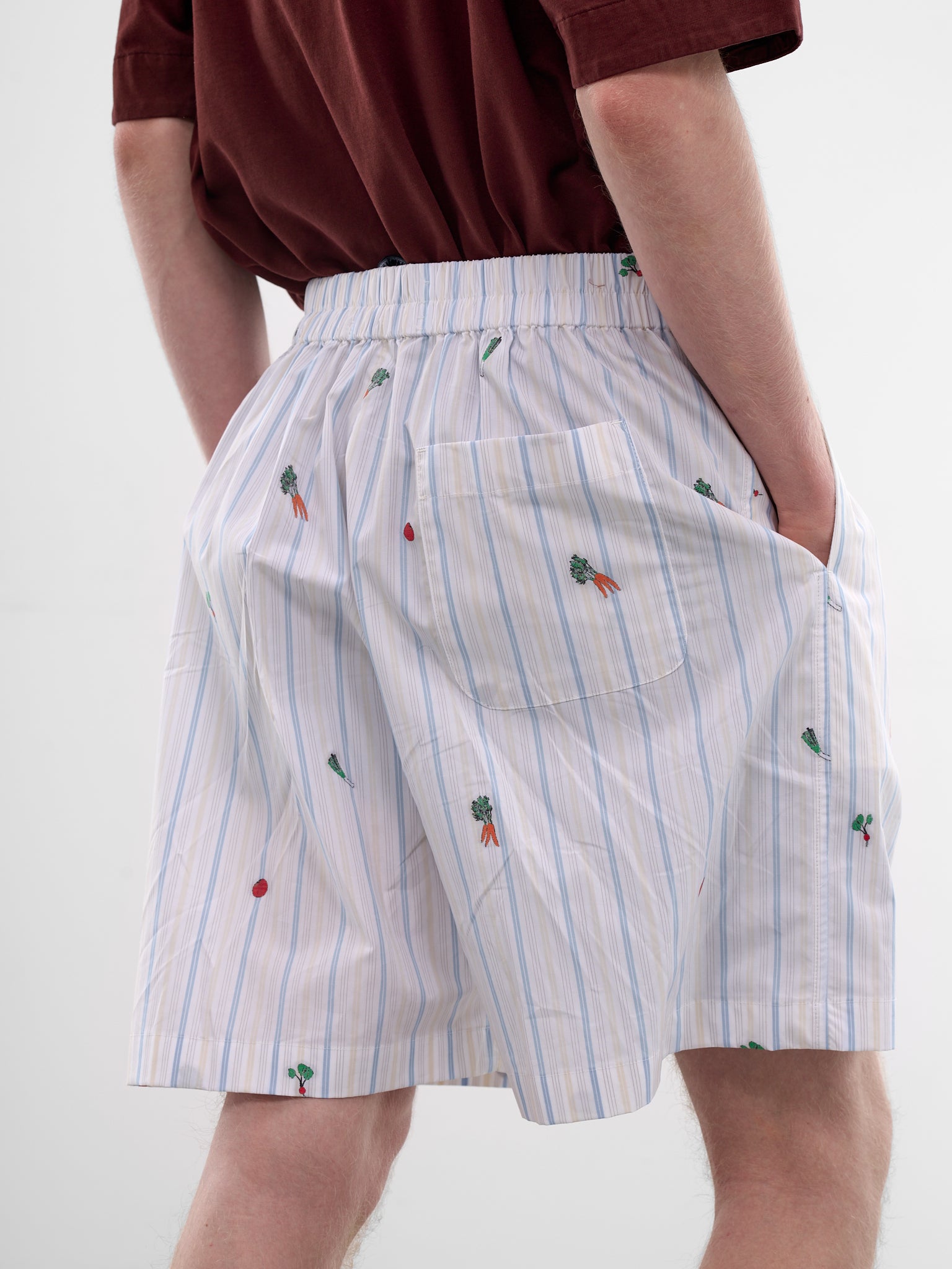 White Vegetable & Stripe Boxer Shorts (SOM00539AW00748-CLASSIC-STRIPE)