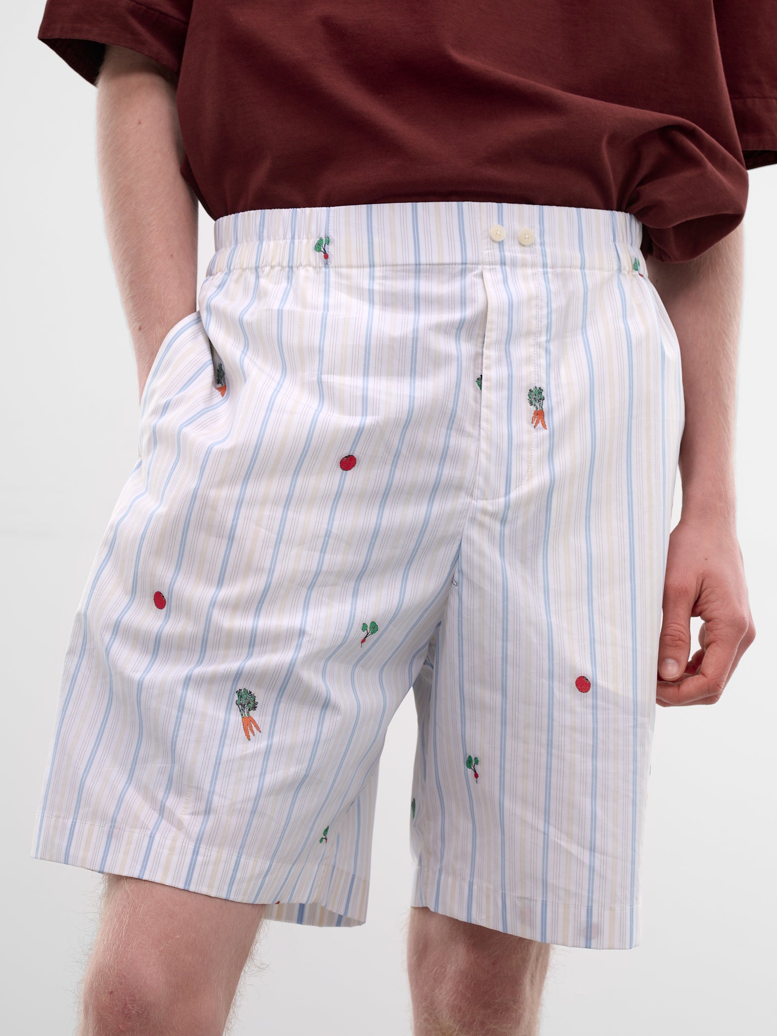 White Vegetable & Stripe Boxer Shorts (SOM00539AW00748-CLASSIC-STRIPE)