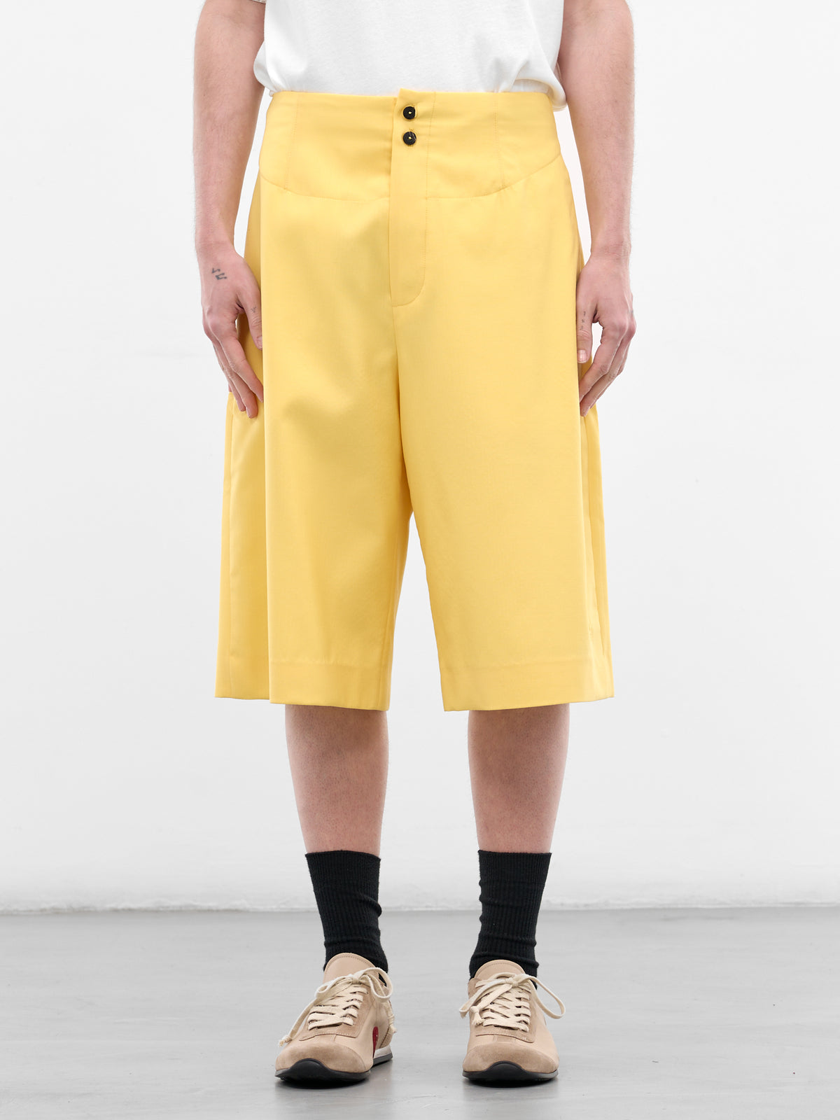 Yellow Wool Tailored Bermuda Shorts (SOM00536AW00732-250-YELLOW)