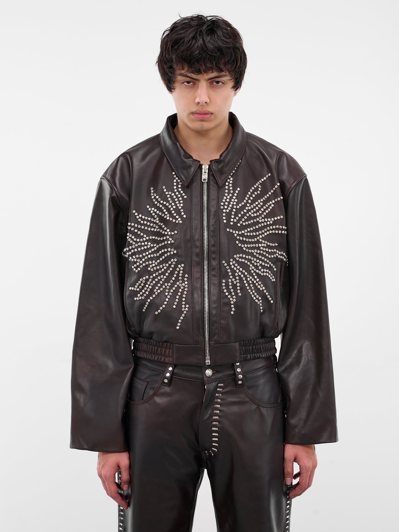 Brown Spitfire Leather Boxy Jacket (SPITFIRE-COW-HYDE-BROWN)