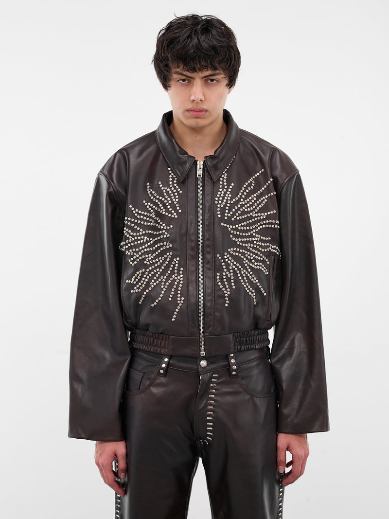 Brown Spitfire Leather Boxy Jacket (SPITFIRE-COW-HYDE-BROWN)
