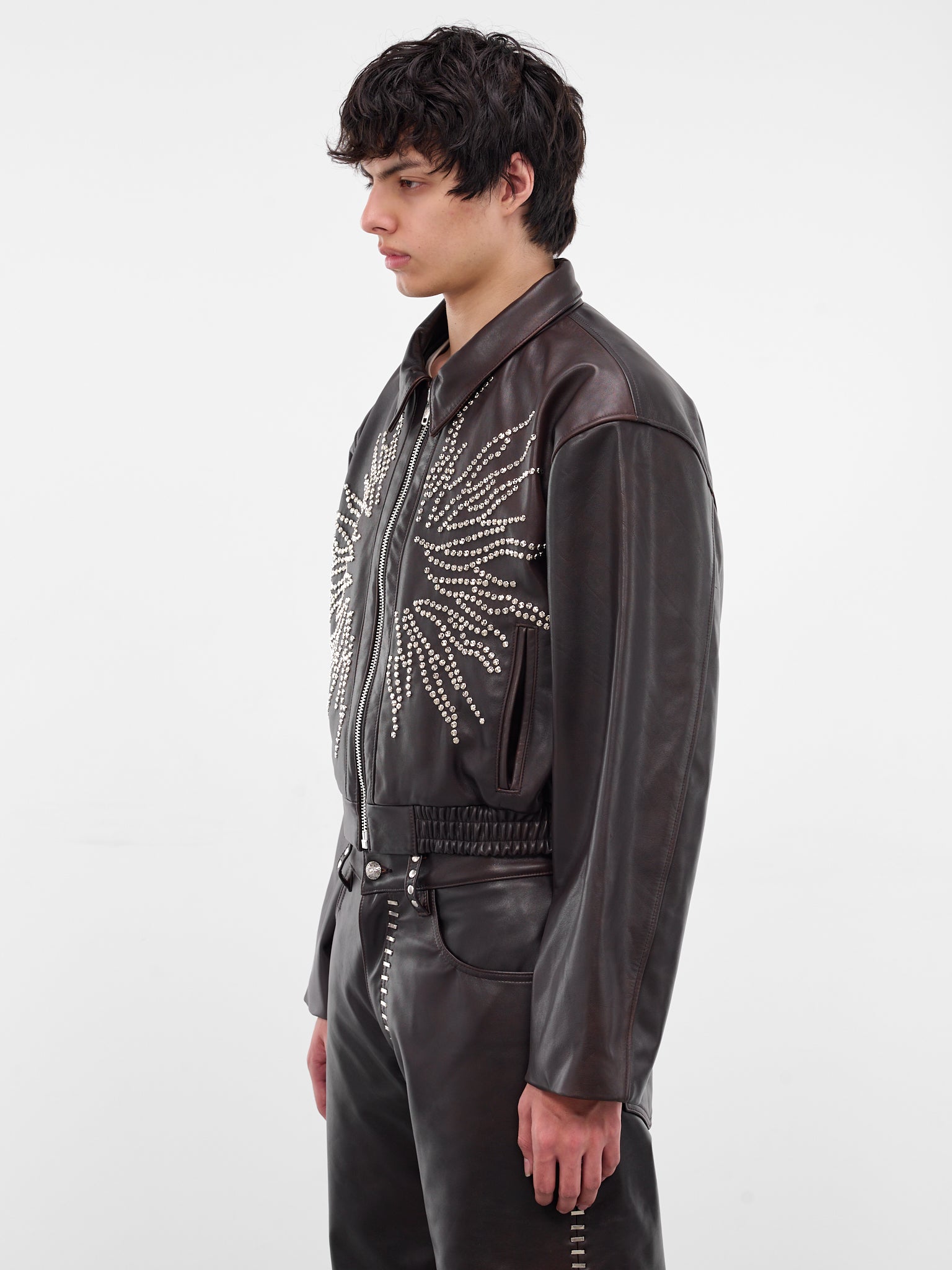Brown Spitfire Leather Boxy Jacket (SPITFIRE-COW-HYDE-BROWN)
