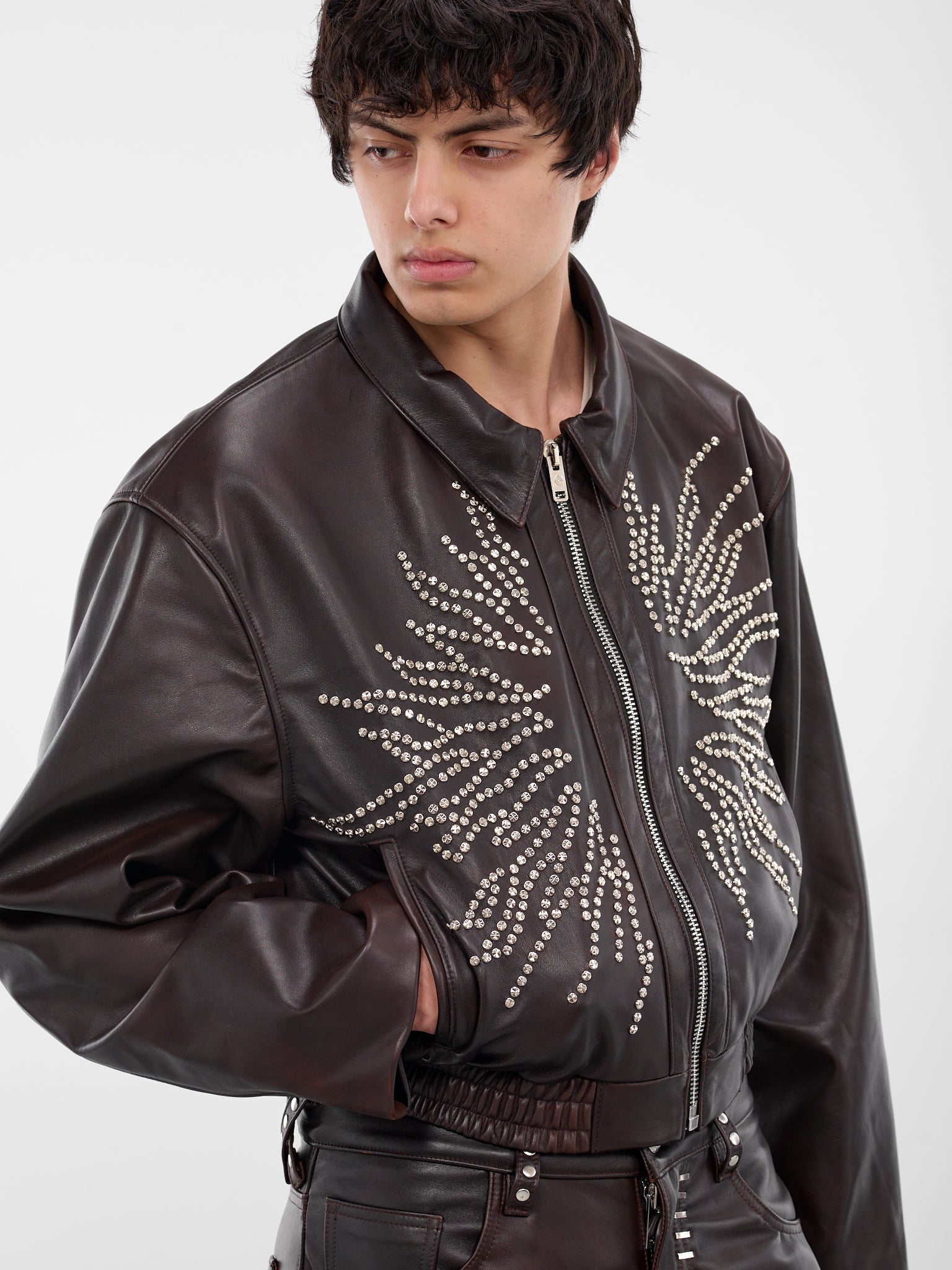 Brown Spitfire Leather Boxy Jacket (SPITFIRE-COW-HYDE-BROWN)