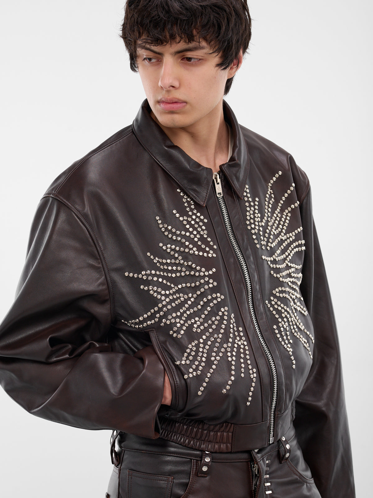 Brown Spitfire Leather Boxy Jacket (SPITFIRE-COW-HYDE-BROWN)