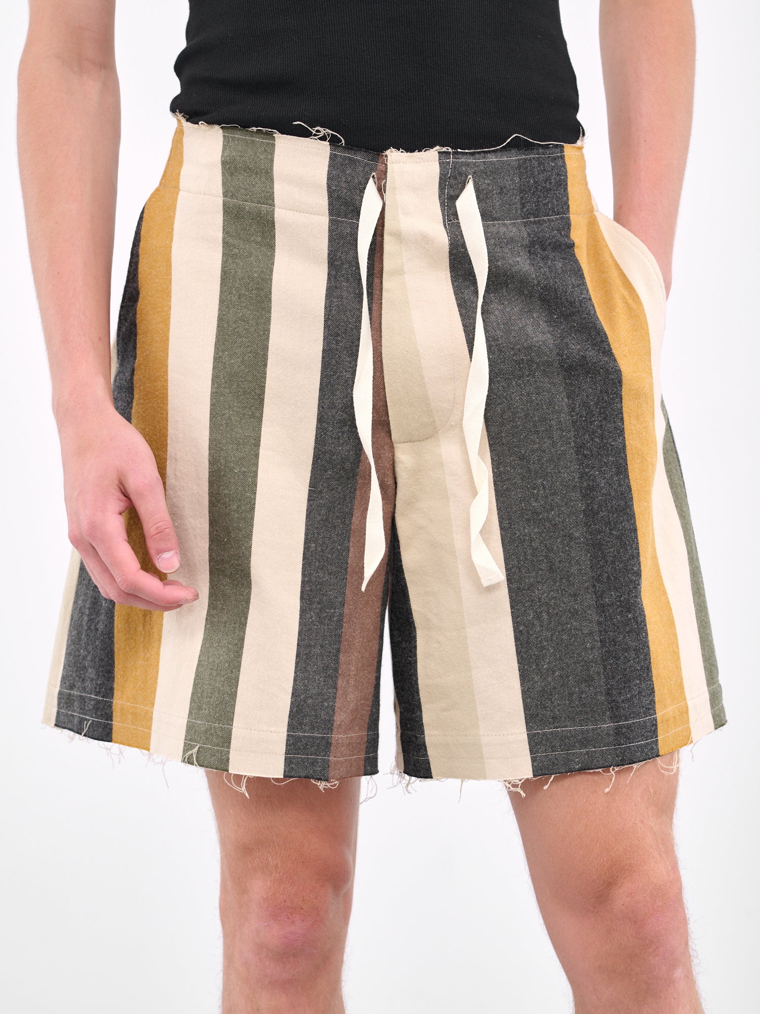 Striped Wide Shorts (SR0074-PG0435-154-FLAX-MULTI)