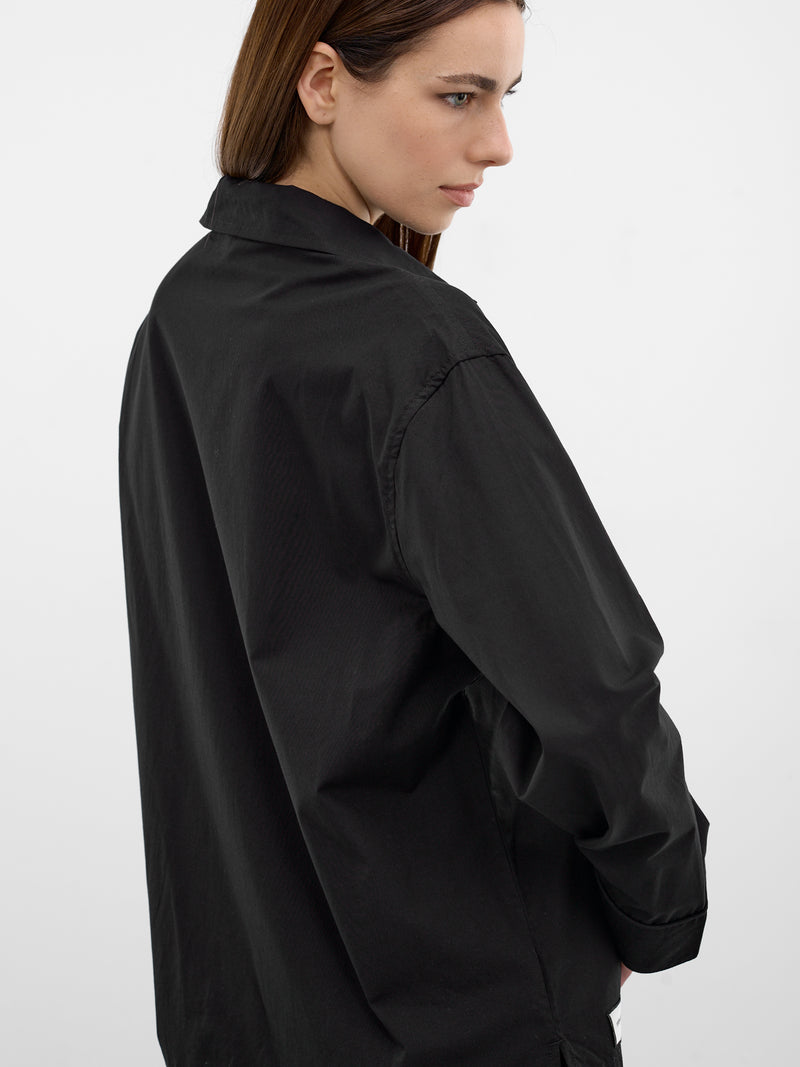 Black Cotton Relaxed Pajama Shirt (SR020120015-BLACK)