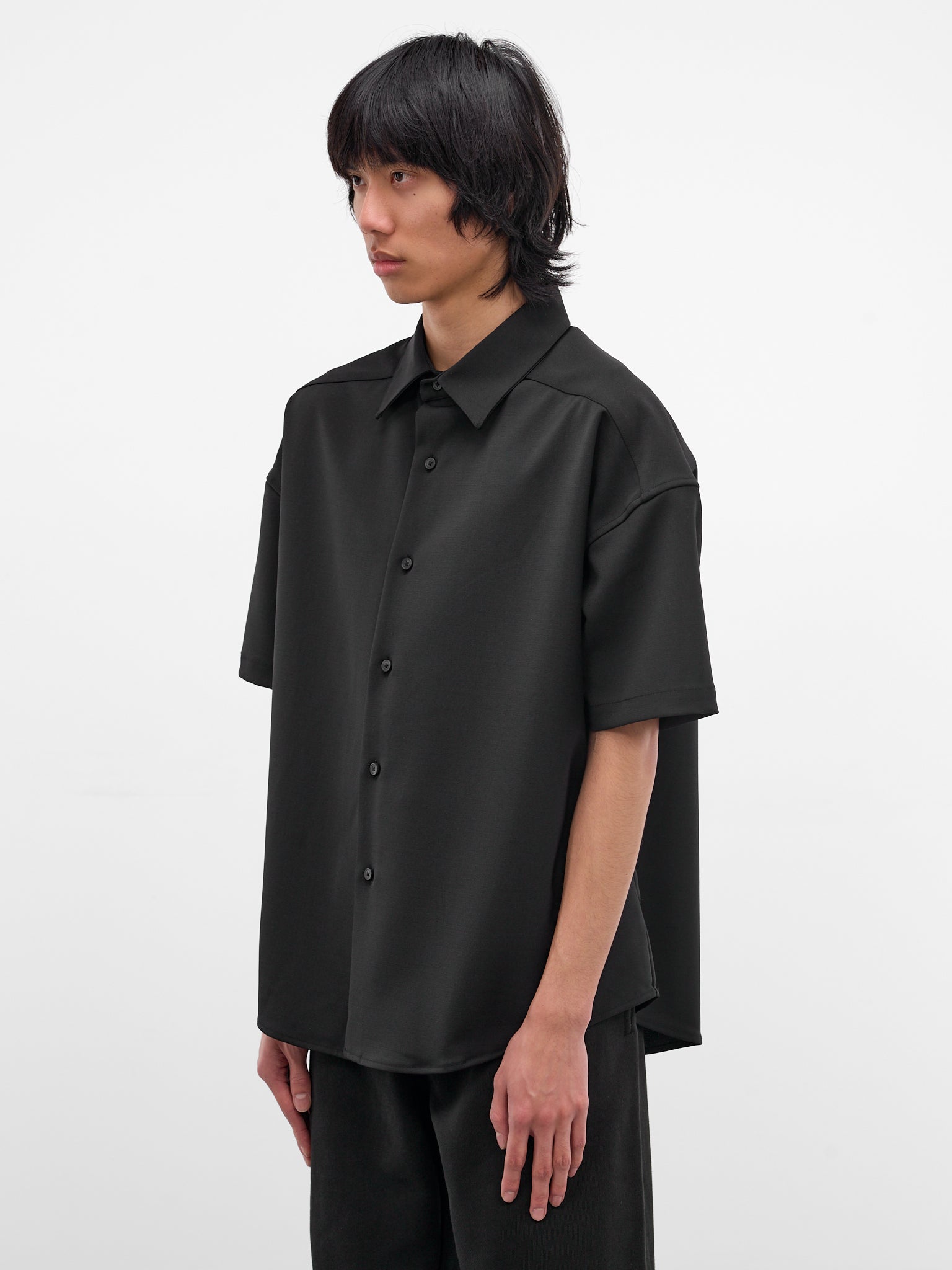 Black Wool Oversized Boxy Shirt (SR02242-BLACK)