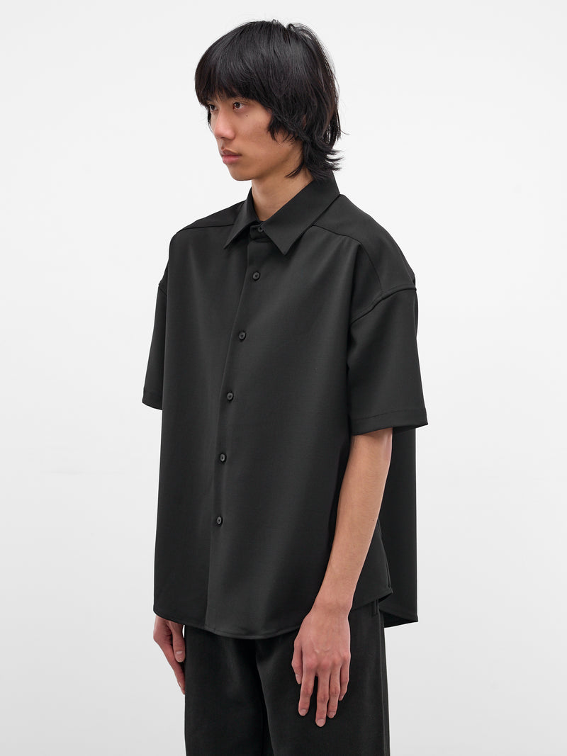 Black Wool Oversized Boxy Shirt (SR02242-BLACK)