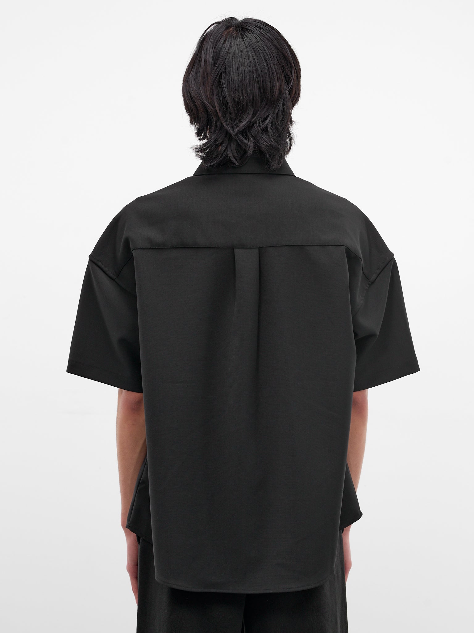 Black Wool Oversized Boxy Shirt (SR02242-BLACK)