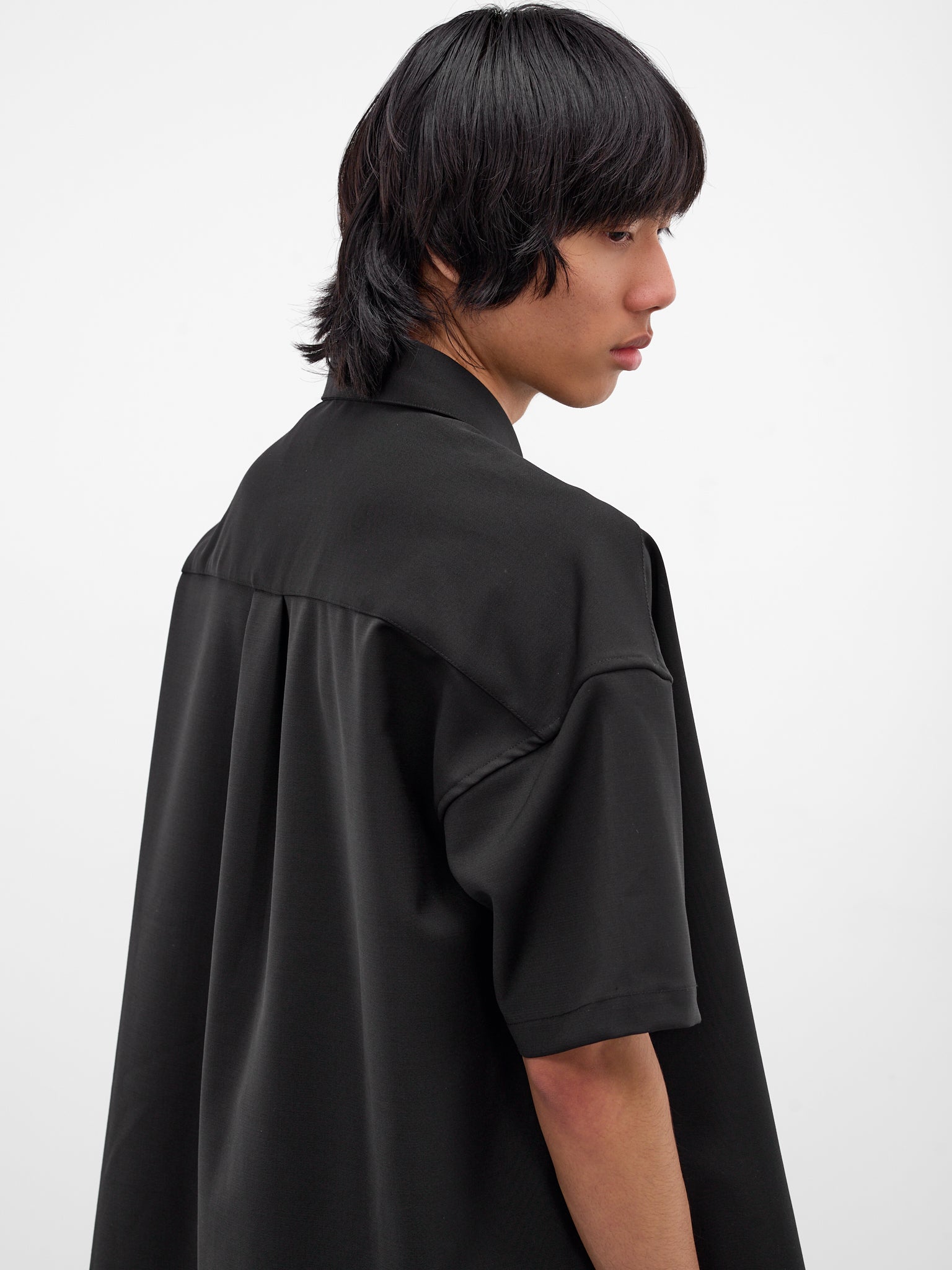 Black Wool Oversized Boxy Shirt (SR02242-BLACK)