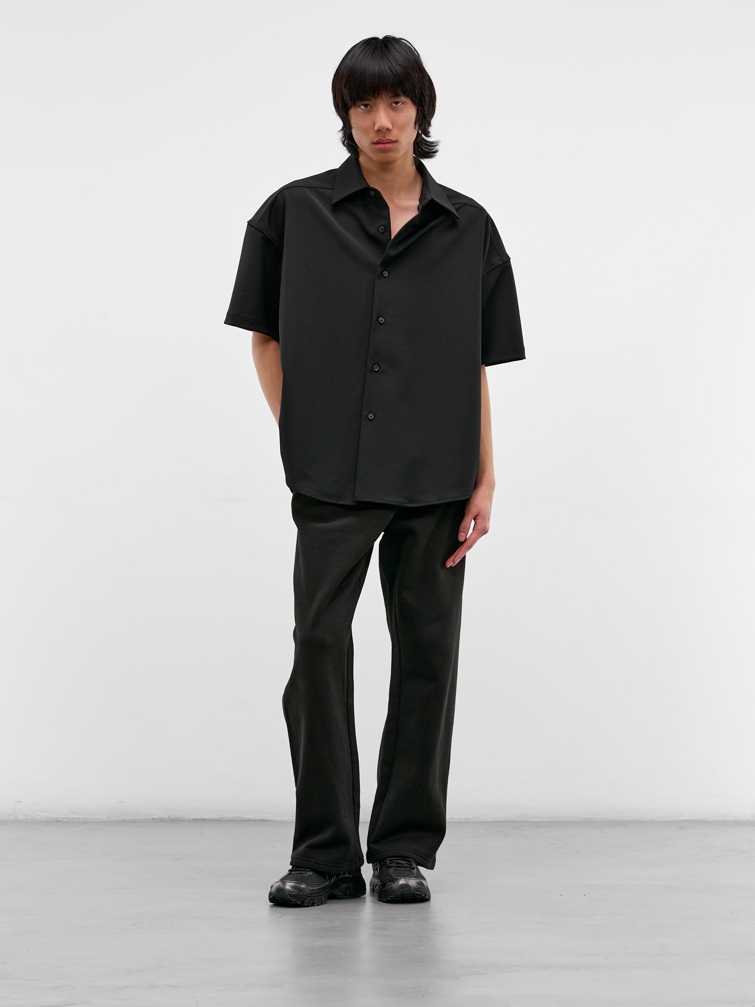 Black Wool Oversized Boxy Shirt (SR02242-BLACK)