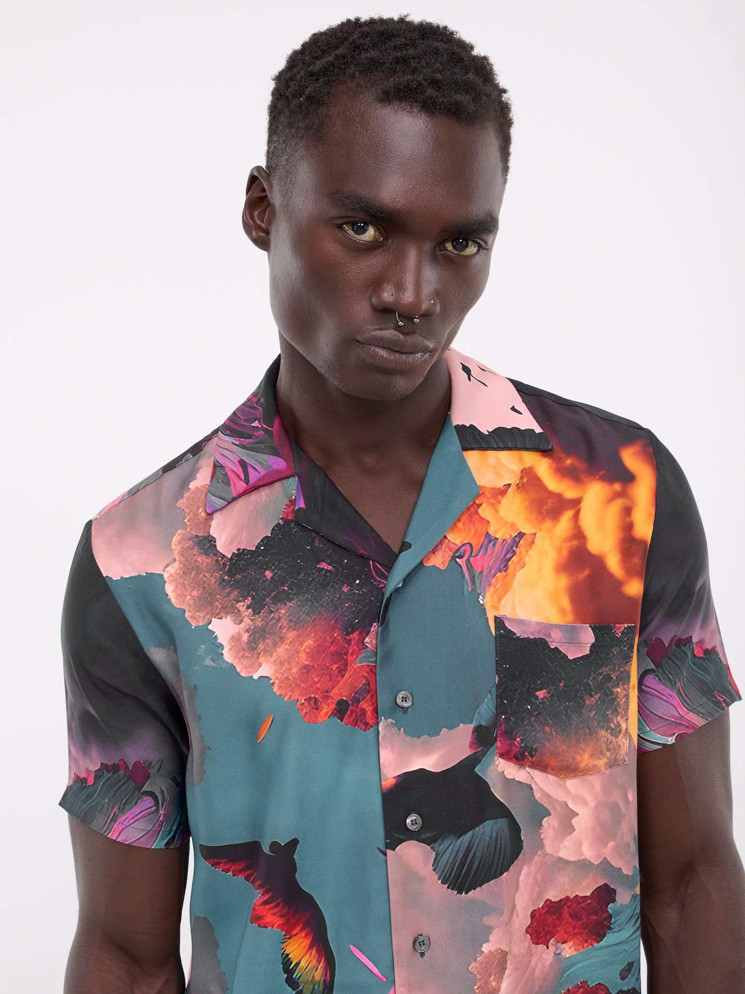 Hawaiian Short Sleeve Shirt (SR033582012201-CLOUDS-PRINT)