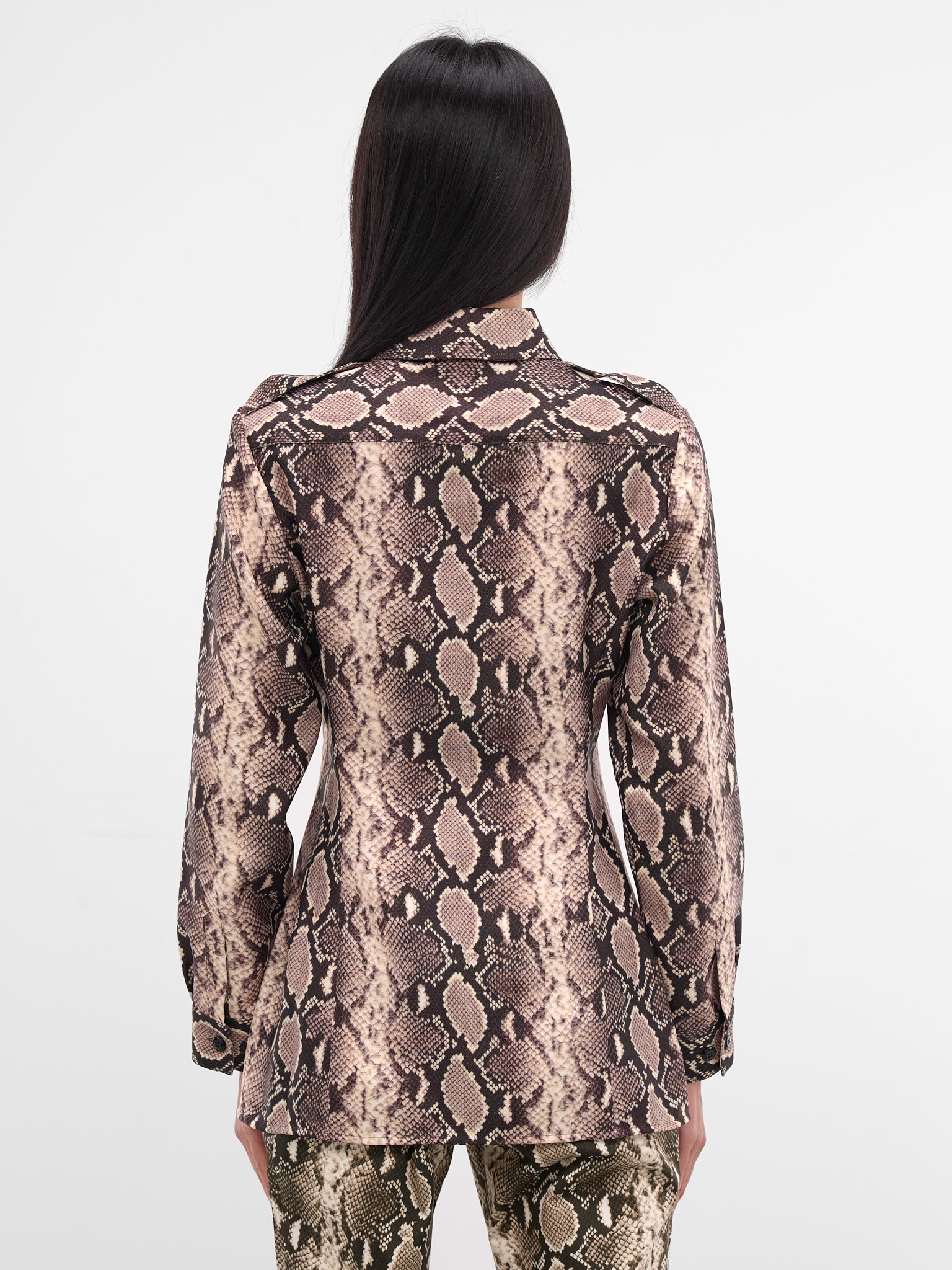Snakeskin Print Button-Up Shirt (SR03965-0015-BLACK)