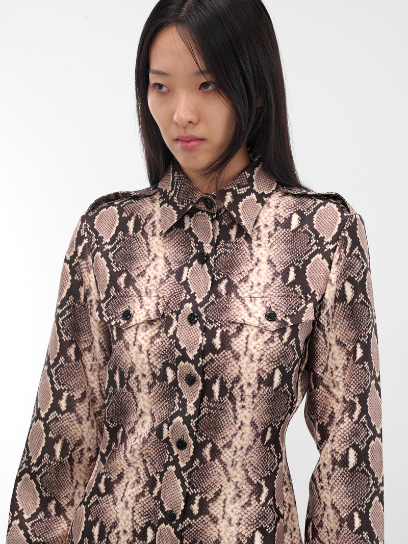 Snakeskin Print Button-Up Shirt (SR03965-0015-BLACK)