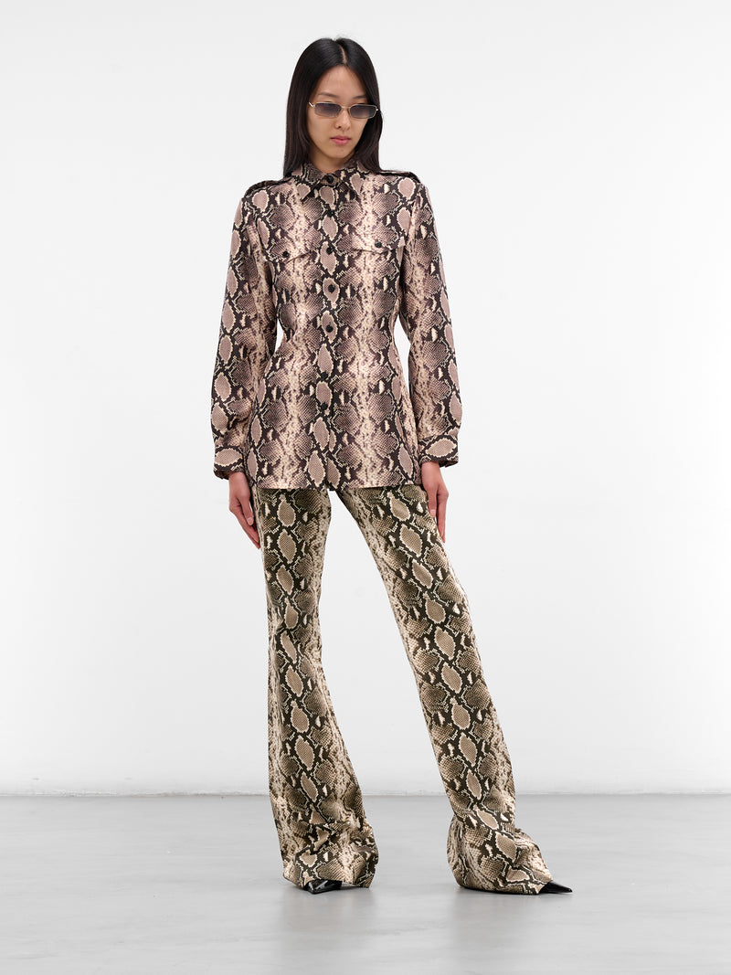 Snakeskin Print Button-Up Shirt (SR03965-0015-BLACK)