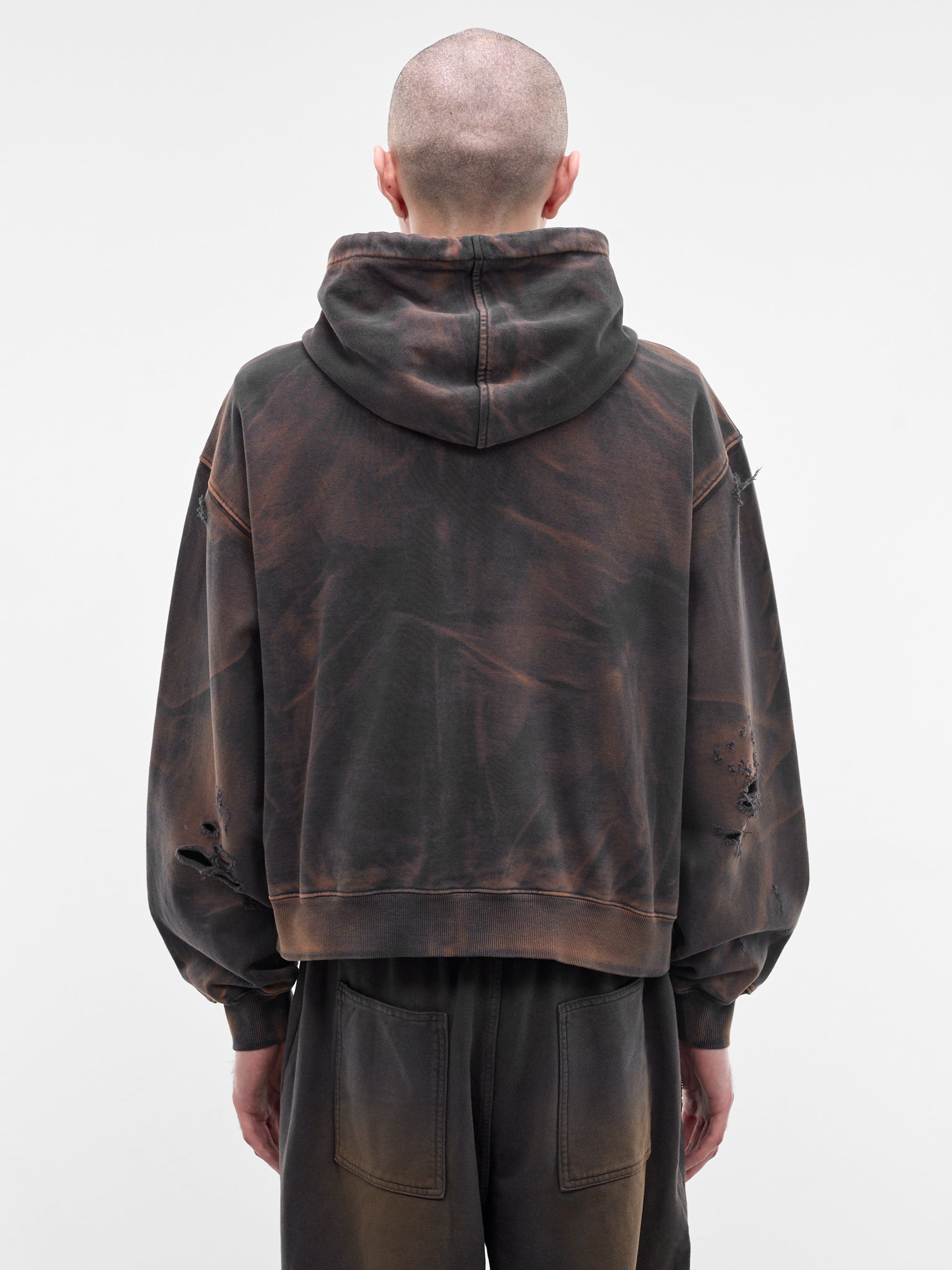 Two-Tone Washed Zip Hoodie (SS0403-RUST-BLACK)
