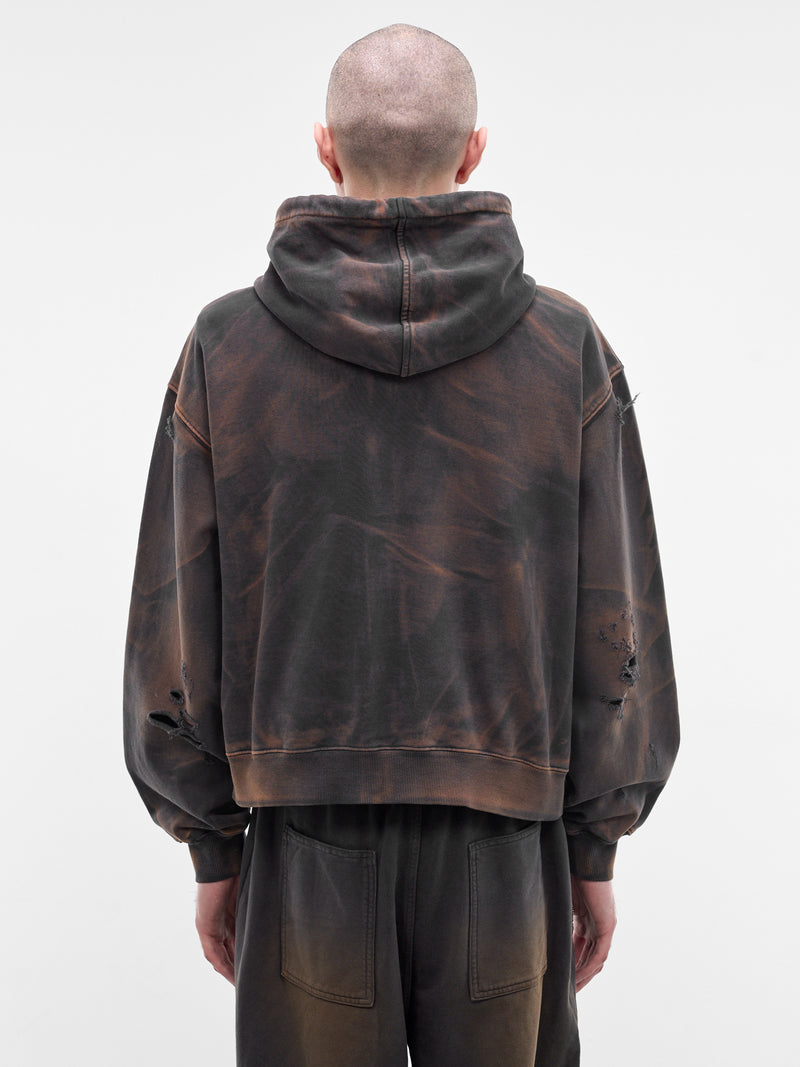 Two-Tone Washed Zip Hoodie (SS0403-RUST-BLACK)