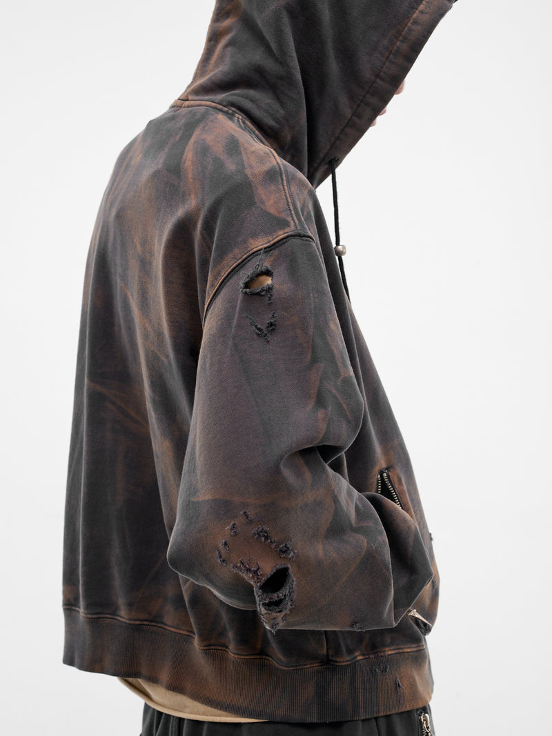 Two-Tone Washed Zip Hoodie (SS0403-RUST-BLACK)