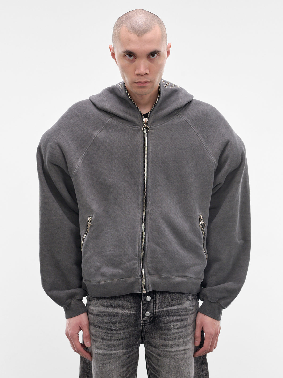 Bulk Shoulder Gladiator Zip Hoodie (SS0601-CHARCOAL)