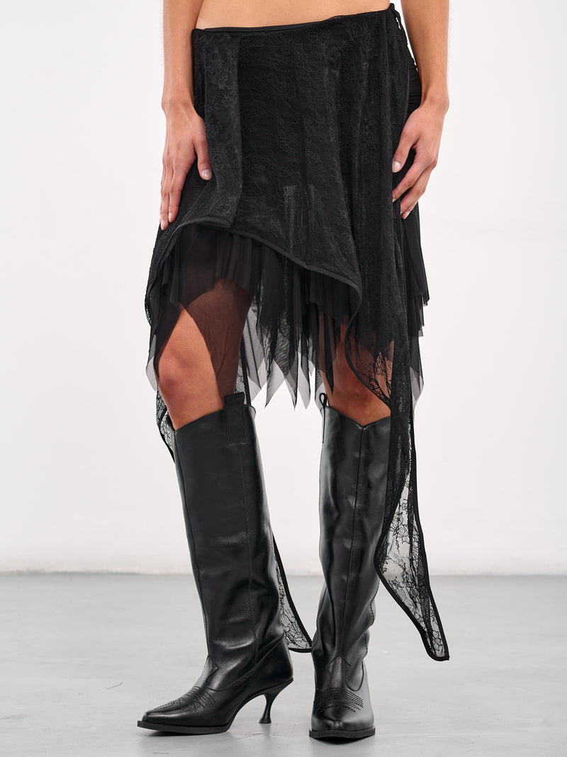 Layered Lace Mini Skirt (SS25-SK-01BK-BLACK)