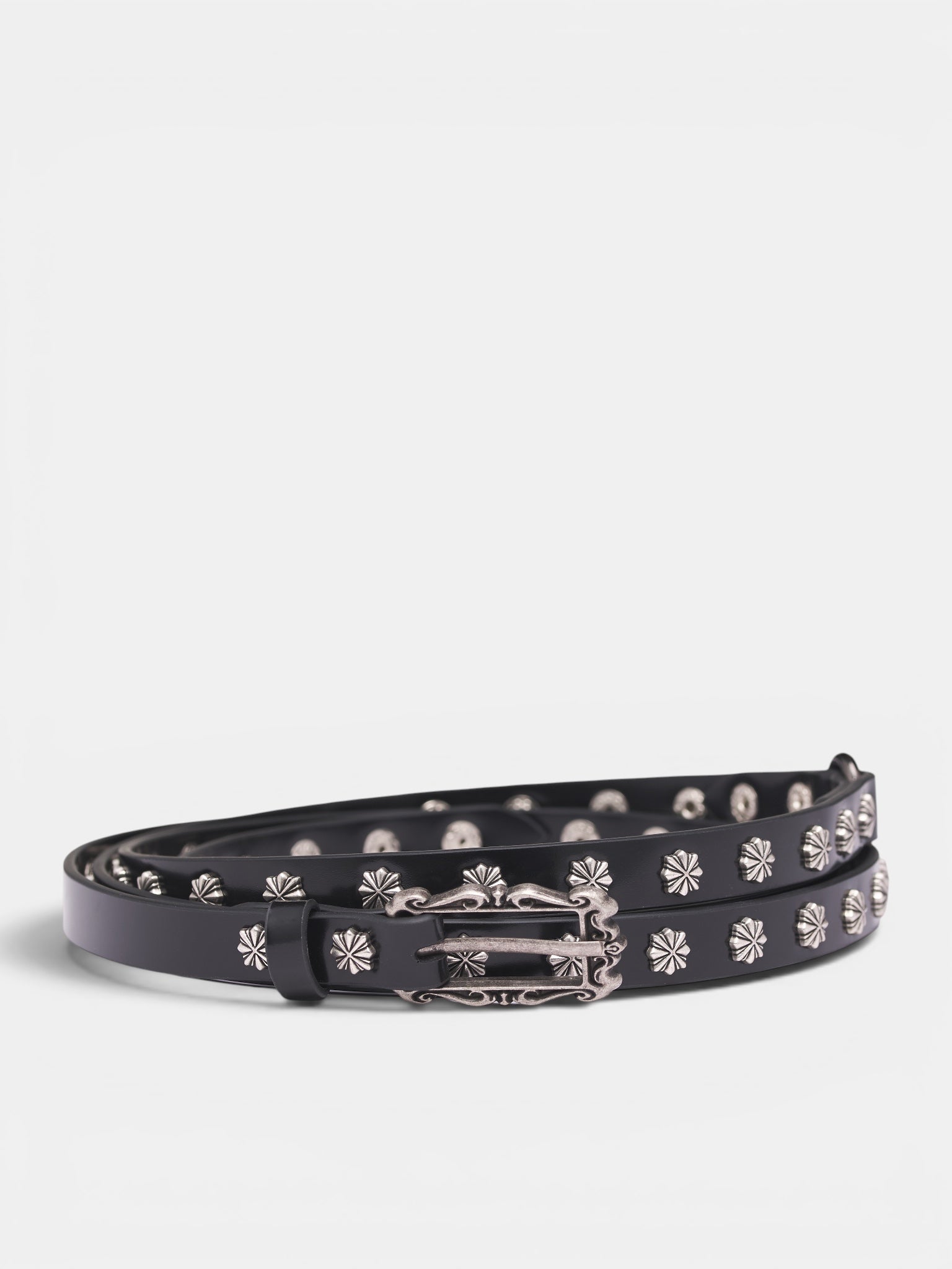 Double-Wrap Studded Leather Belt (SS26-ACC-07-BLACK